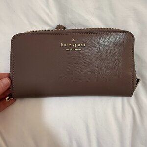 Kate Spade New York Zip-Around Continental Wallet – Taupe NWT